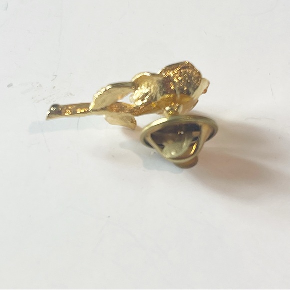 Rose Gold Tone Leaves Lapel Hat Tie Pin Souvenir Vintage - Picture 5 of 7